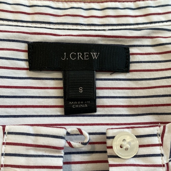 J CREW Women’s blue red white striped blouse Small w attached wide waist bow! - Picture 4 of 6